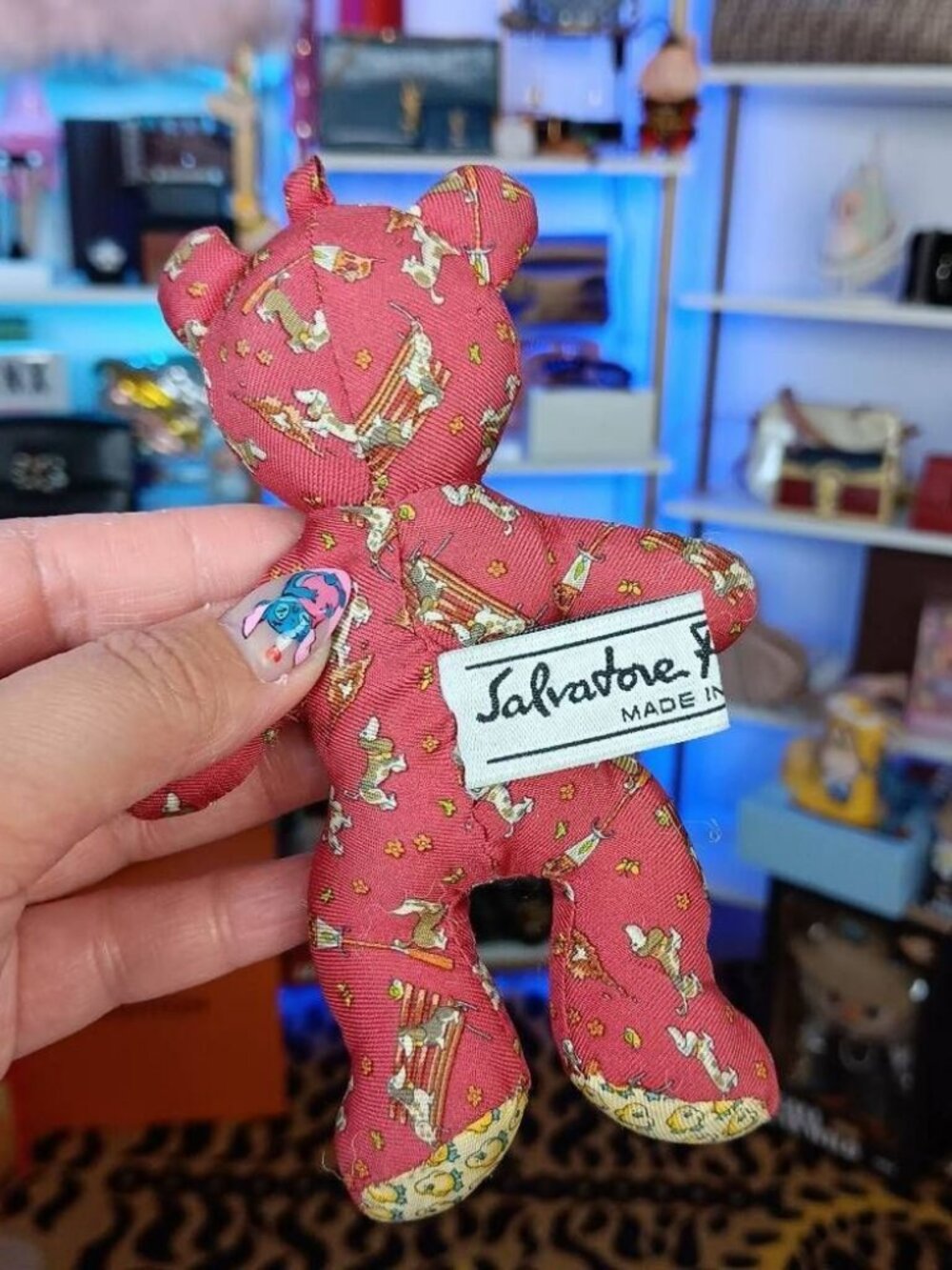 Vintage Salvatore Ferragamo Red Teddy Bear Bag Charm - Picture 2 of 2